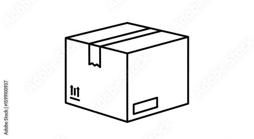 A simple line drawing of a sealed cardboard box, ready for shipping or delivery.