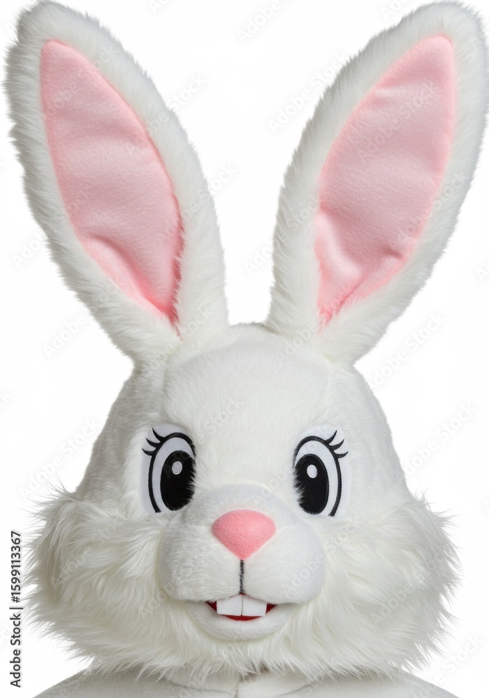 Fototapeta premium White Plush Rabbit Mascot Head Close Up
