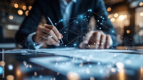 Innovative business analytics analysis with financial data and growth charts
