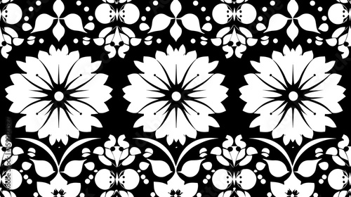 Black and white floral design pattern.