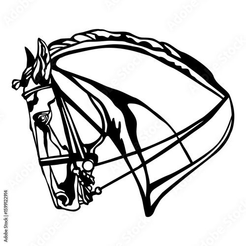 Beautiful head of horse closed-loop illustration template vector