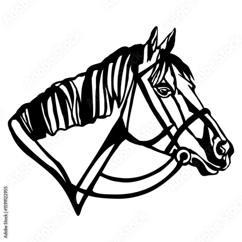 Silhouette of Horse Head Closed-loop Vector Line Art illustration