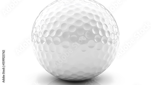 Close-up view of a white golf ball.