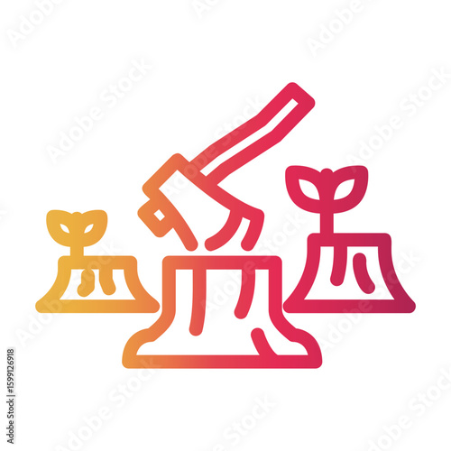 deforestation Line Gradient Icon