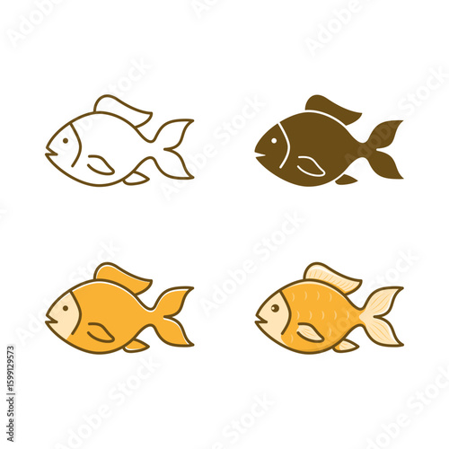 Fish icon set. Vector isolated illustration flat design 