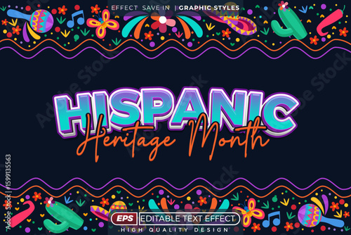 Editable 3d seasonal text effect hispanic heritage month for poster design