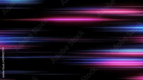 Horizontal neon light streaks in pink and blue
