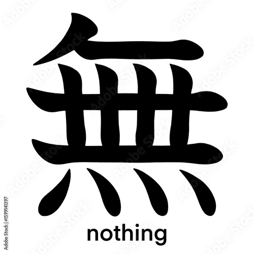 Tableau sur toile Japanese kanji character for nothing isolated on transparent background, calligr