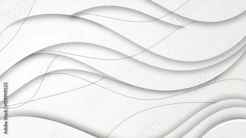 White abstract wavy lines and shadows on a plain background