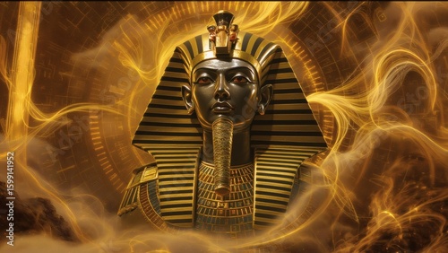 Golden Background with Egyptian Pharaoh Mask Theme