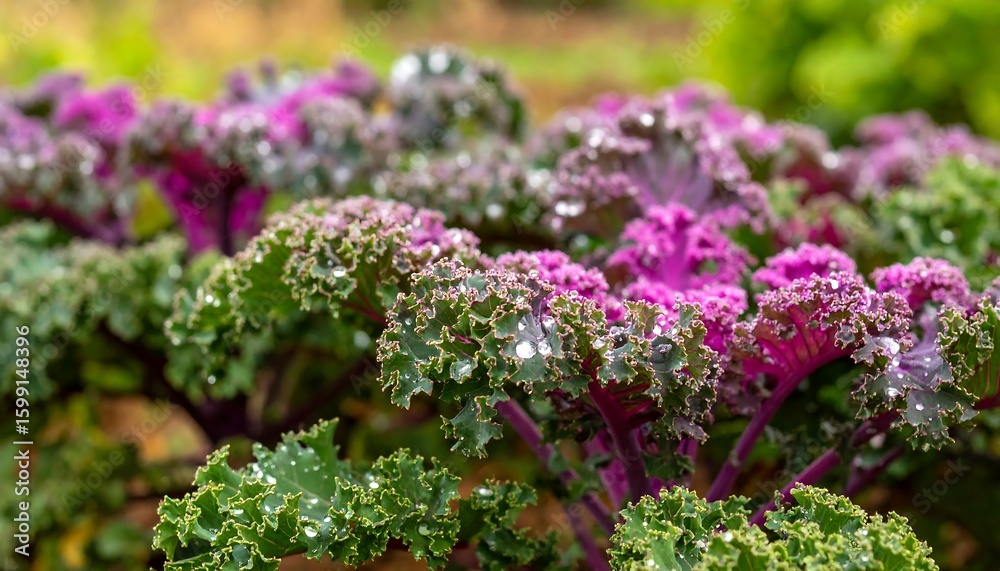 Obraz premium Close-up of vibrant purple and green kale