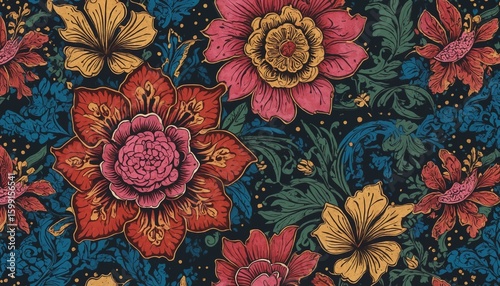 Hand Drawn Colorful Flower Layout