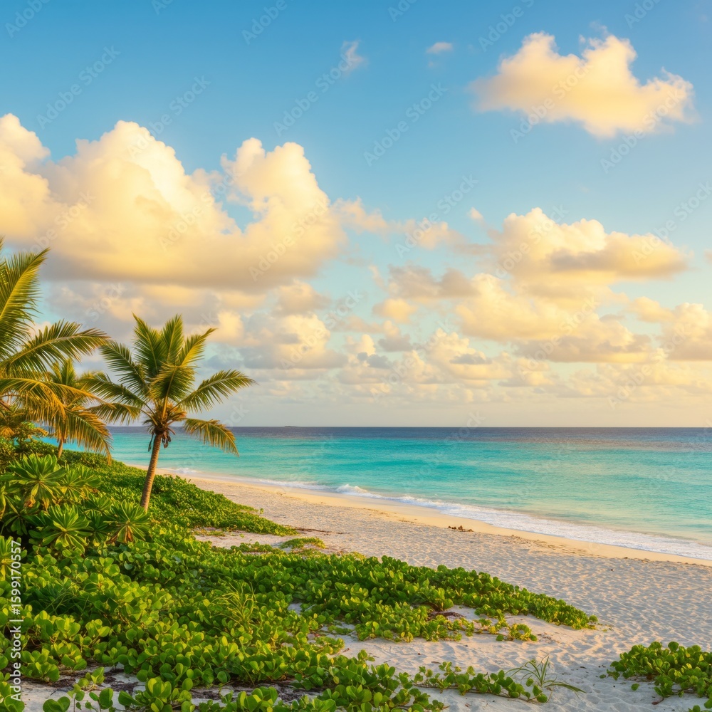 Fototapeta premium Tranquil Tropical Beach at Sunset