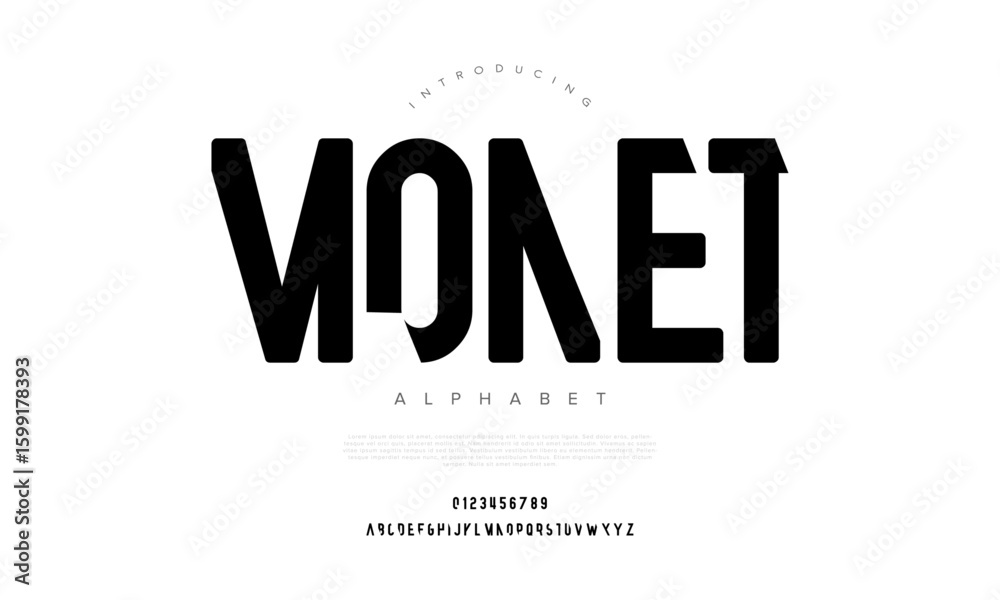 Fototapeta premium Bold modern sans-serif with geometric shapes, ideal for logos, posters, and contemporary branding