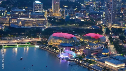 Wallpaper Mural Aerial view of Singapore skyline at night Torontodigital.ca