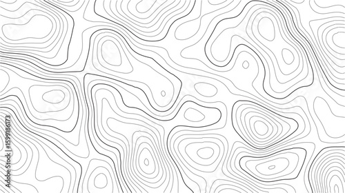 Topography line map featuring abstract terrain contours and smooth elevation grid in white vector style for wilderness prints and nature-themed graphics