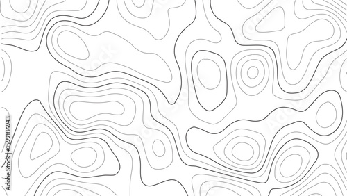 Topography inspired seamless vector with modern white line contours, landscape mapping textures, and vintage outdoors explorer style for backgrounds