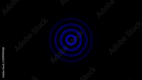 glowing blue concentric circles radiating from the center, evoking sound waves, focus energy, or digital pulse signals in a futuristic black background.