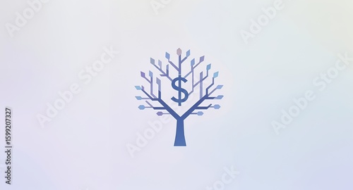 Stylized Money Tree Financial Growth Investment Concept Illustration