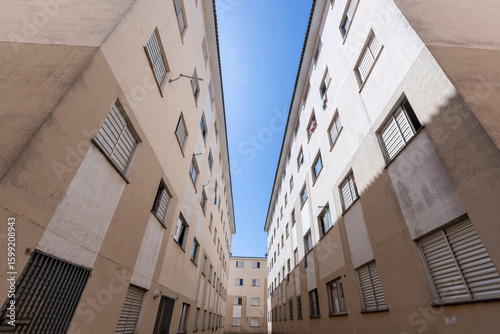 Buildings in a popular housing complex on the outskirts of Sao Paulo, Brazil
