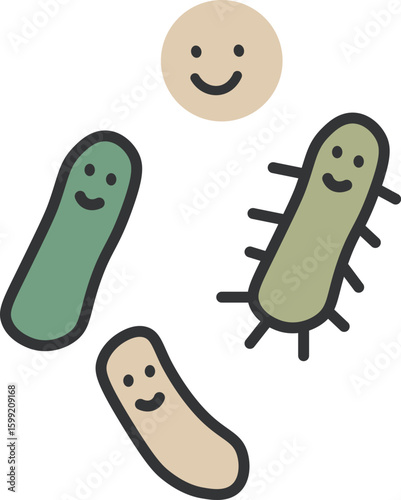 Cute Microbes Compost Decomposition Illustration
A cute and friendly illustration of microbes or good bacteria, ideal for composting, food waste decomposition, fermentation
