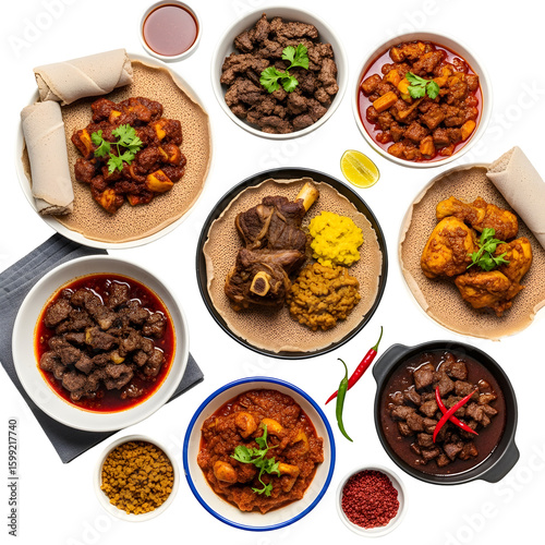Ethiopian Food Platter with Various Dishes.