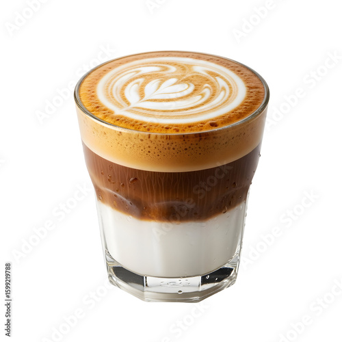 Layered Coffee Drink with Latte Art.