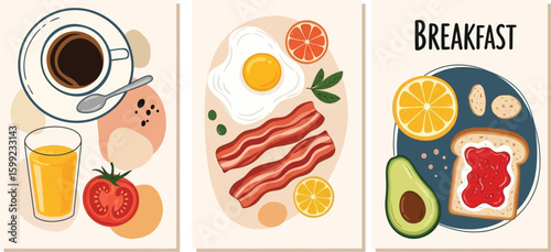 Breakfast Food Icons Vector Illustration