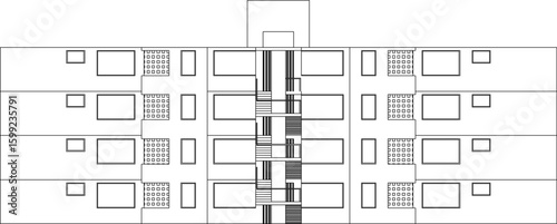 Vector sketch illustration silhouette architectural design section view interior plan site plan layout simple multi-storey apartment building