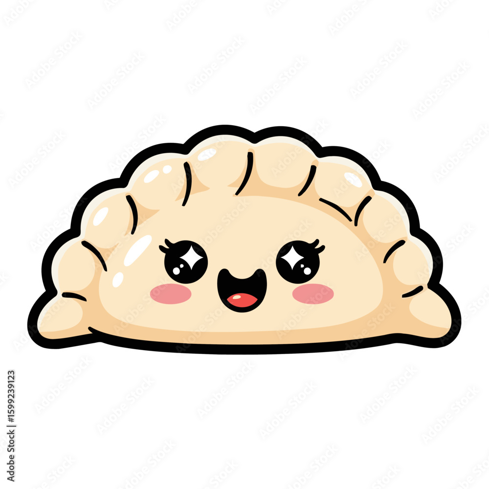 Fototapeta premium kawaii japanese food gyoza adorable cute cartoon illustration vector