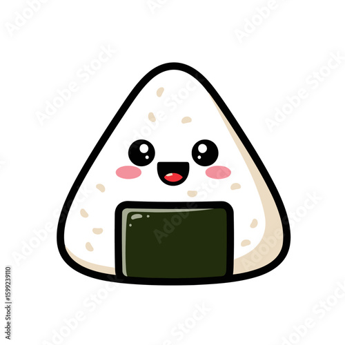 kawaii japanese food onigiri adorable cute cartoon illustration vector