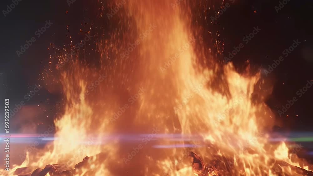 Intense Fiery Inferno with Cinematic Lens Flares Powerful Heat and Burning Embers Creating a Dramatic Abstract Background VFX Element Stock Footage Intense Fiery Inferno with Cinematic Lens Flares Powerful Heat and Burning Embers Creating a Dramatic Abstract Background VFX Element Stock Footage