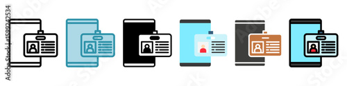 Badge Id multi style, mini illustration icon set. Vector for modern concept, print, UI, UX kit, web and app development. related to remote working, work from home.