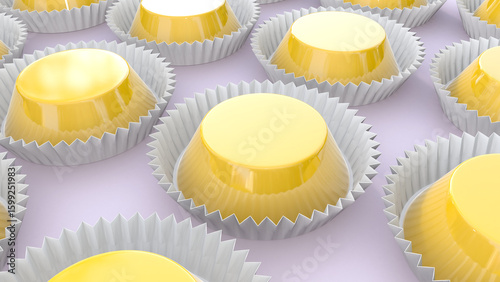 Quindin typical brazilian dessert made of eggs 3D render