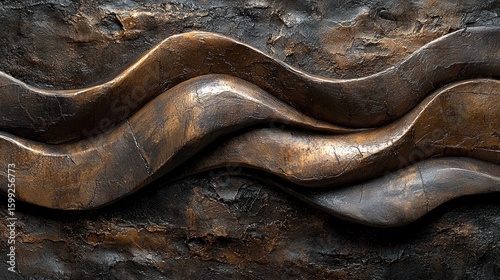 Abstract Bronze Sculpture: Intertwined Waves of Metal