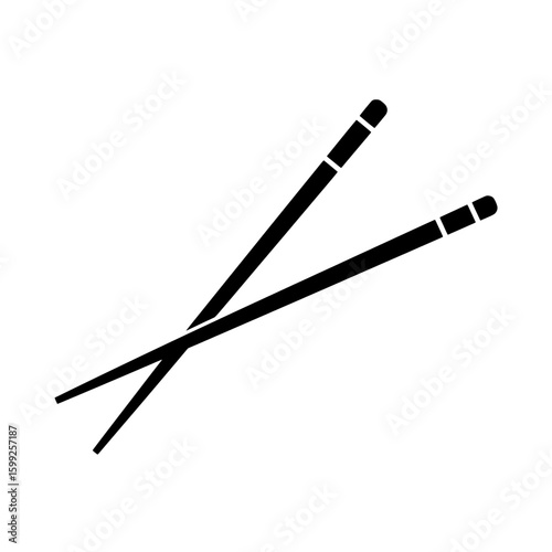 Asian Chopsticks: Two black chopsticks artfully crossed in a minimalist composition, ready to enhance the authentic culinary experience.