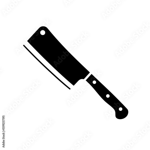 Culinary Precision: A high-contrast, clean-cut depiction of a butcher knife, symbolizing precision and the art of culinary craftsmanship.