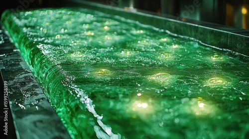 Emerald Water Cascade: Illuminated Indoor Fountain