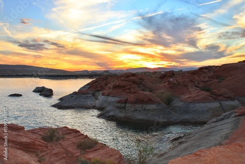 Fototapeta Sunset over Sand Hollow Reservoir