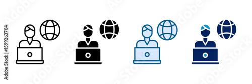 Virtual Work Icon Set Multiple Style Collection