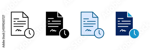 Contract Time Icon Set Multiple Style Collection