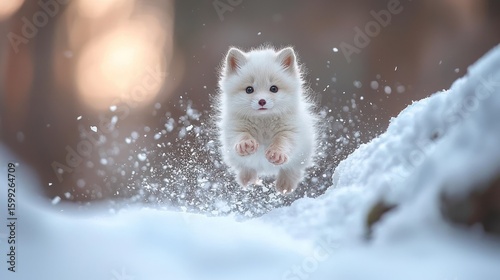 Arctic Fox Pup Leaping Through Winter Wonderland