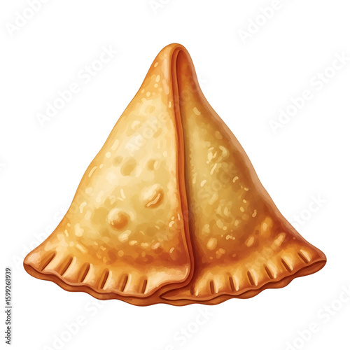 watercolor samosa, golden brown, isolated on white clip art preview