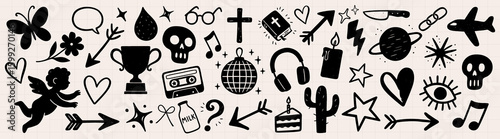 Eclectic black icon collection, element vector set