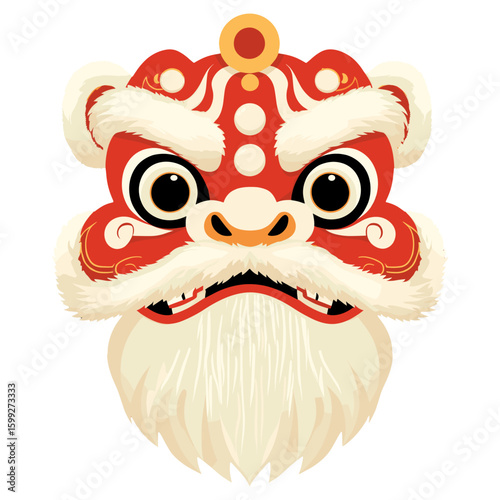 Chinese lion head chinese white beard vector