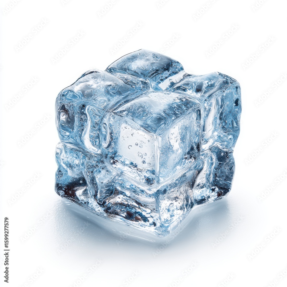 Obraz premium Translucent Ice Cube on White Background
