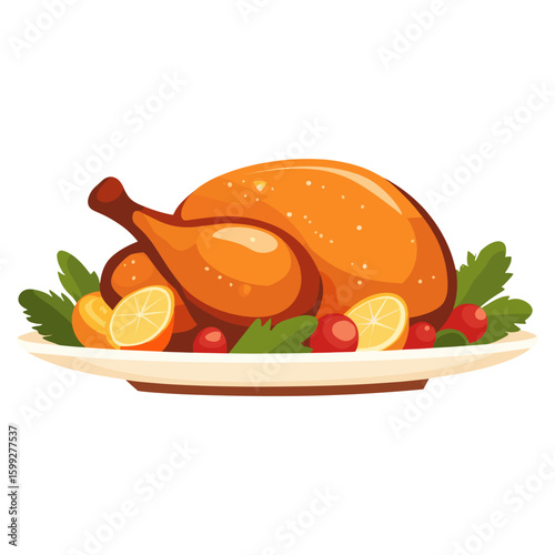 Turkey dinner food meal vector