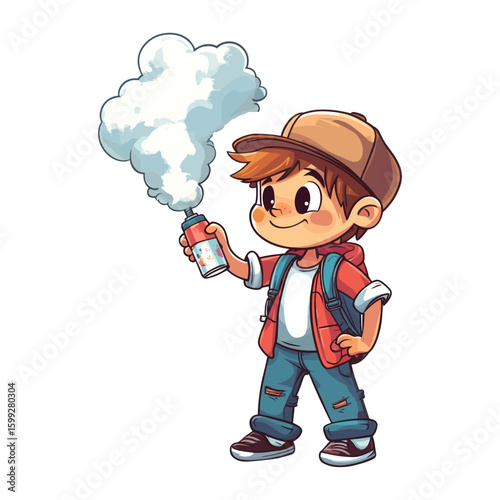 Kid cartoon character spray illustration expression vector