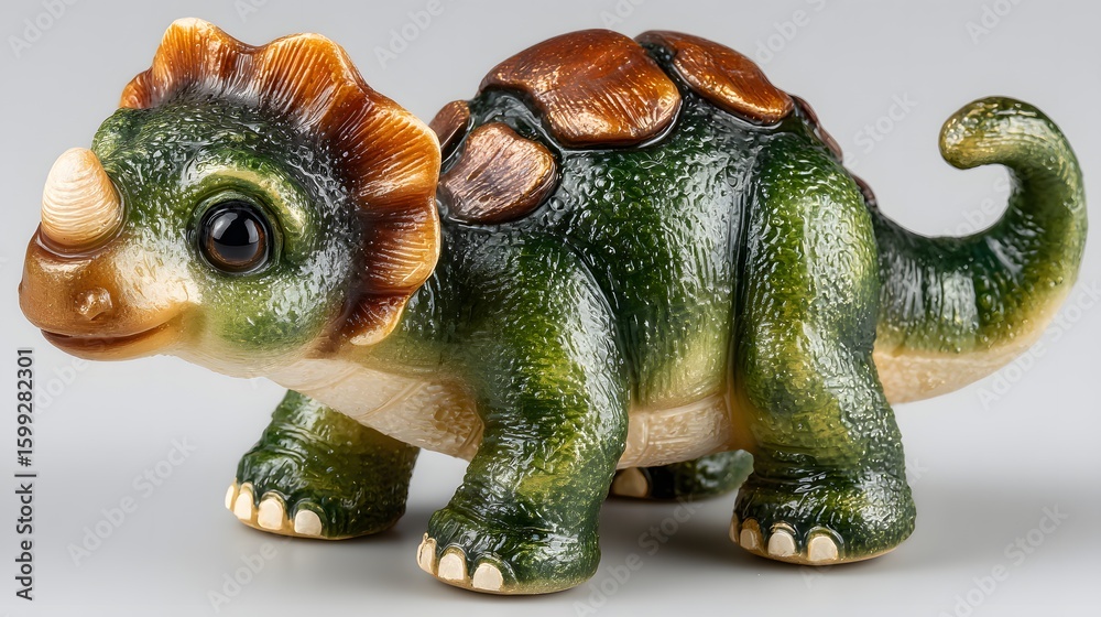 Fototapeta premium Detailed figurine of a triceratops dinosaur.