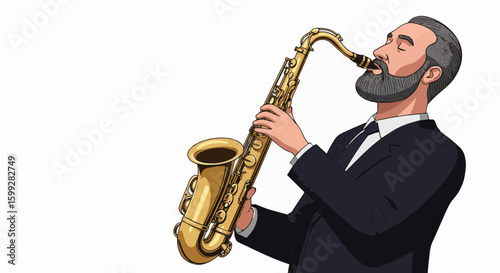 Man playing saxophone in a jazz music performance